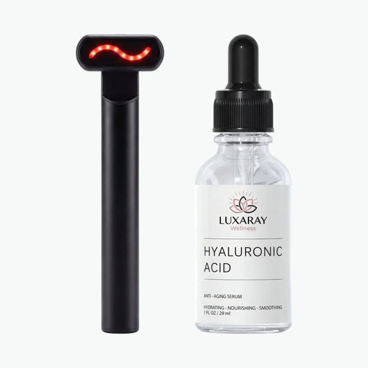 The Starter Kit - Red Light Therapy Facial Wand + Hyaluronic Acid Serum